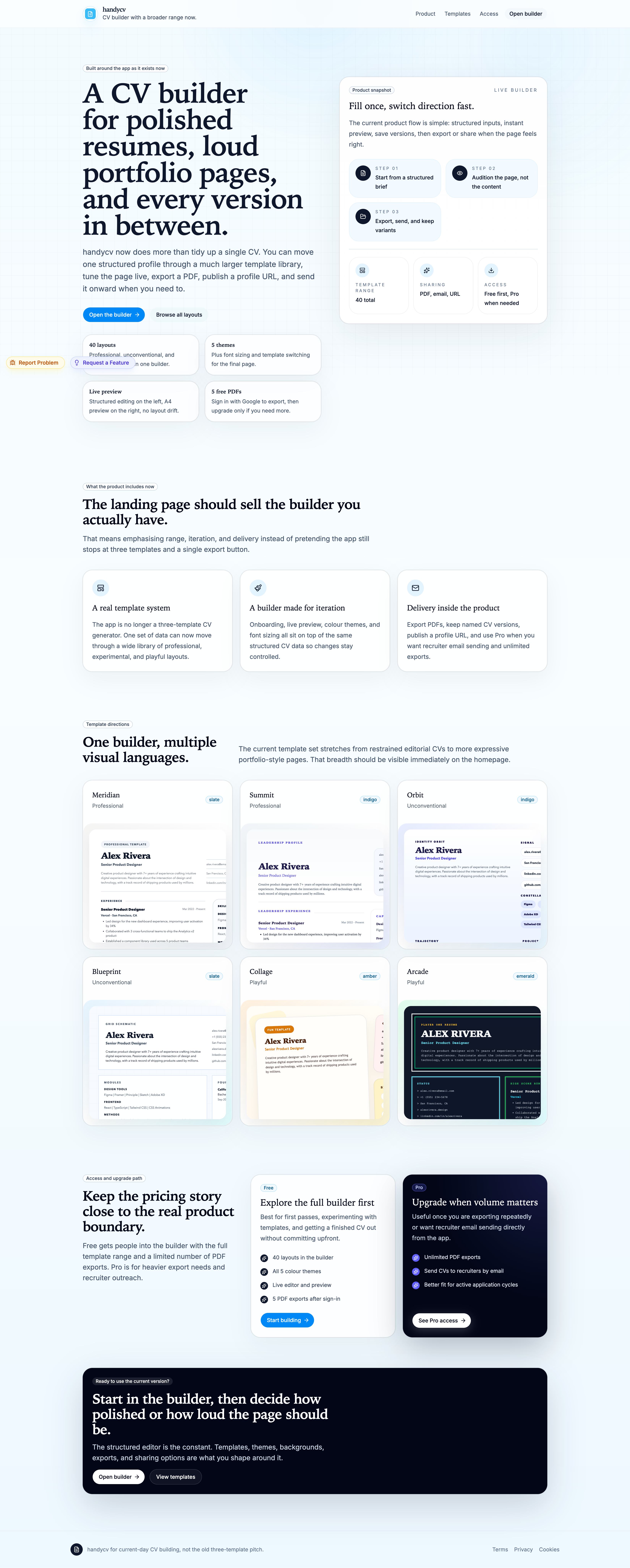 HandyCV editor and website